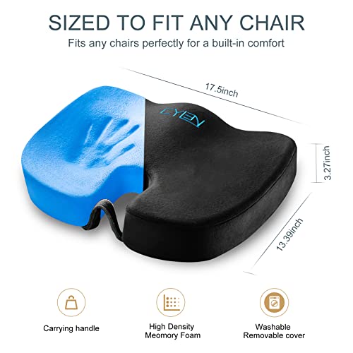Cylen Gel Infused Office Seat Cushion - Comfort Memory Foam Chair Cushion With Cooling Gel Infused For Tailbone, Coccyx, Back & Sciatica Pain Relief (Black) #TOP2