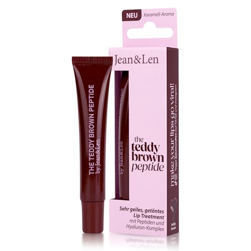 Jean & Len Lip Treatment Teddy Brown, leicht getönte Lippenpflege mit Gloss-Finish, nicht klebrige Textur, mit Peptiden für sichtbaren Plumping-Effekt, Karamell-Aroma, vegane Lippenpflege, 10 ml