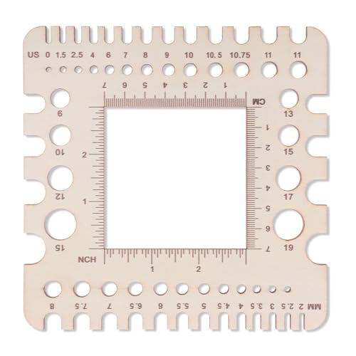 XLIUAX Wooden Rulers, Crochet Stitch Counter Spinner Yarn Measure...