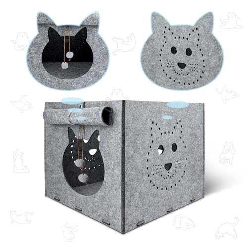 Miniatura 2 de Hivia Fieltro Desmontable Casa Para Gatos-Apto Para Todo Tipo De Estanterías Mueble Gato Apto Para Gatos Y Otras Mascotas 30.5 32 35cm
