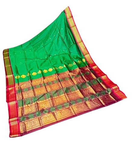 Bomkai Silk Saree With Blouse Traditional Design- Green Maroon
