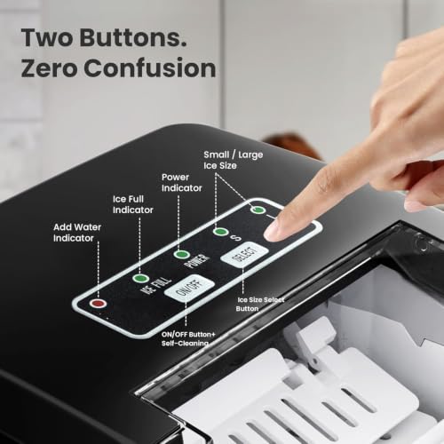 Image of Countertop Portable Ice Maker Machine with Handle, 8 Bullet-Shaped Ice Cubes Ready in 6 Mins, 26Lbs /24H, Self-Cleaning Function with Ice Scoop and Basket for Home /Kitchen /Party (Black)
