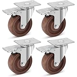 Nefish 4 Inch Casters Wheels, Heavy Duty Casters Set of 4, Durable Castor Wheels with Brake 2000 LBS, High Temperature Casters Glass Filled Nylon Wheels for Workbench, Industrial (-40°F to + 475°F)
