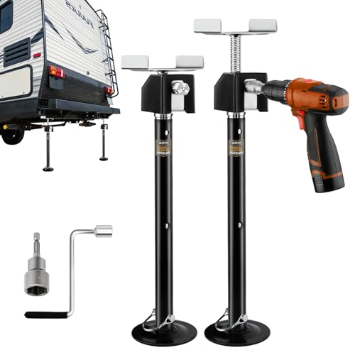 RVSHARK RV Slide Out Support Jacks Set of 2 6000lbs Heavy Duty Supports Adjustable 20-49 Height by Power Drill or Handle Slideout Stabilizer Jacks RV Camper Accessories for Travel Trailer