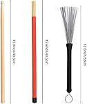 Drum Sticks Set: 5A Maple Wood Sticks, Retractable Wire Brushes, Rods Brushes for Kids, Adults, Rock Band, Jazz Folk Students - With Portable Storage Bag