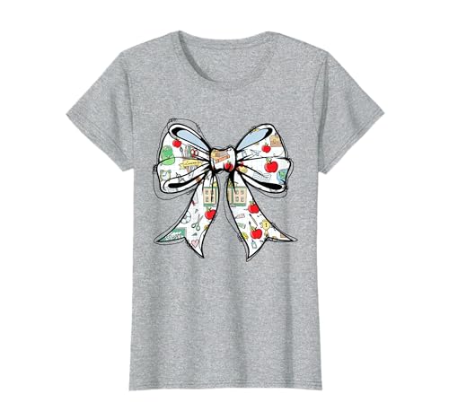 Girly Back To School Teacher Student Coquette Bow Teaching T-Shirt