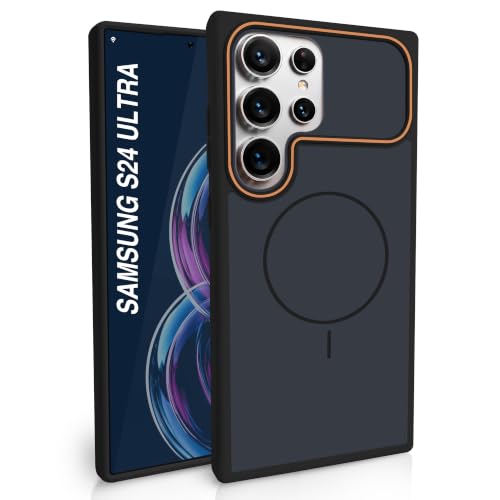 AIBEX® Protective Case for Samsung Galaxy S24 Ultra 5G | Luxury Dual Color MagSafe Magnetic Silicone Back Cover with Camera Lens Protection, Strong Magnetic Support, Anti-Slip Grip - Black - Image 2