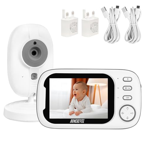 HomeRevel Baby Monitor with Camera and Night Vision, 3.5 Inch Video Baby Monitor Screen with 10-hour Battery on VOX Mode, 2-Way Talk, Sound alert, 8 Lullabies, Wireless, No WiFi, up to 1000ft Range HomeRevel Baby Monitor with Camera and Night Vision, 3.5 Inch Video Baby Monitor Screen with 10-hour Battery on VOX Mode, 2-Way Talk, Sound alert, 8 Lullabies, Wireless, No WiFi, up to 1000ft Range