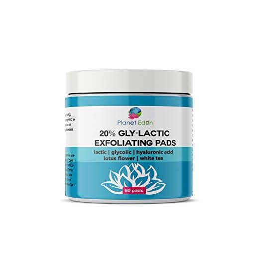 20% Glycolic & Lactic Acid Skin Peel Exfoliating Pads - 60 PADS Chemical Free -Hyaluronic Acid| Niacinamide | Retinol | Sun Damage, Dark Sun/Spots,Uneven Skintone, Enlarged Pores,Wrinkles/Fine Lines
