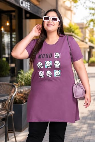 Image of In Love Women's Printed Cotton Plus Size Longline T-Shirt with Pockets | Cotton fabric - soft longline T-shirt with easy plus-size fit