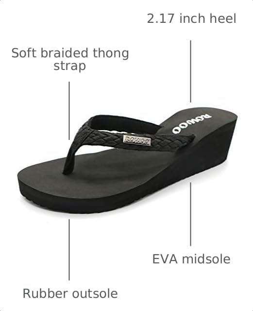 Image of Women Platform Wedge No-Slip Thong Flip Flops High Heels Beach Dressy Sandals