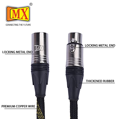 Image of MX xlr male to female microphone cable wire 3 pin mic cable microphone cord wire mic cable 5 meter for Guitar Audio Speaker Cable Multicolor (Xlr Male to Female Cable, 1.5 MTR)
