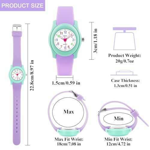 ckv kids watch for boys girls watches age 3-12 11834 dial-3 atm waterproof child wristwatch time teaching easy to read kids presents