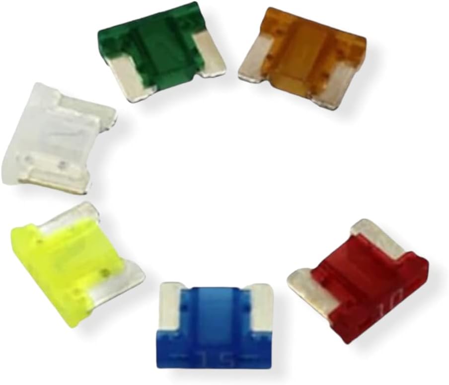 Car Low Profile Micro Mini Blade Fuse Small Fuses [5,10,15,20,25,30 Amp] (Set of 12)