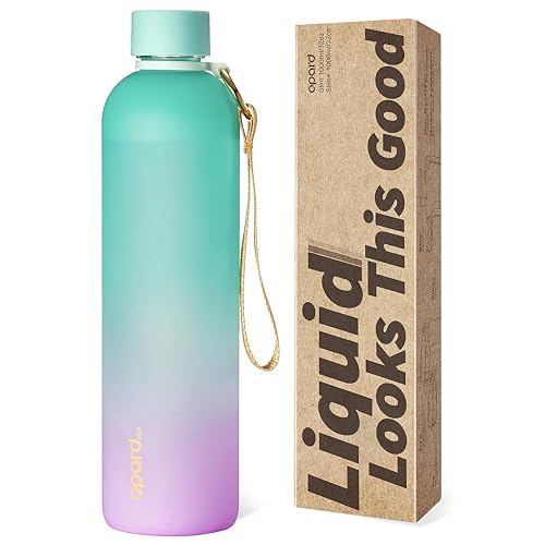 Image of Opard Slim Water Bottle 32oz, Dishwasher Safe Plastic Water Bottle BPA-Free, Leakproof Screw Top, Bubblegum Cyan Pink, Reusable for Travel School Sport Gym Hiking