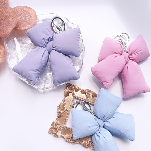 Image of Pink Bow Keychain Bag Charms Y2K Bowknot Plaid Keychains Coquette Aesthetic Purse Handbag Backpacks Charms (Pink 2)