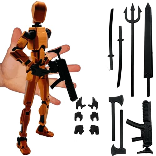 QAONIE 3D Printed Enlarge Body Size 8.1-inch Action Figure Dummy20, Full Body Mechanical Movable Toy, Multiple Accessories, Desk Decoration (Bracket,...