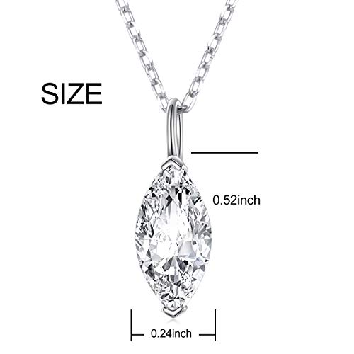 Flyow Dainty Sterling Silver Solitaire Necklaces For Women Teen Girls Cubic Zirconia Marquise Pendant Necklace thumb #5