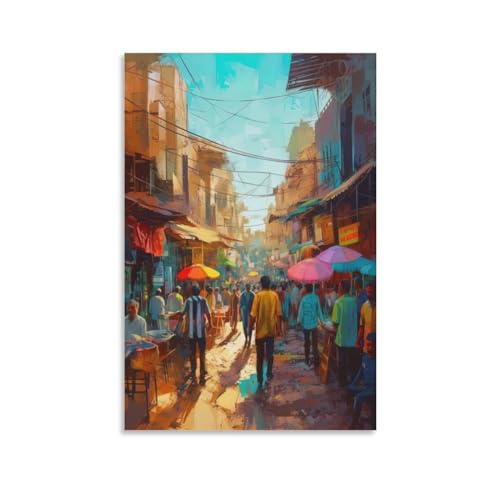 Pakistani Market Print, Lahore Painting, Pakistan Wall Art, Pakistani Decor, Pakistani Painting, Pakistani Home Decor Canvas Art Poster And Wall Art Picture Print Modern Family Bedroom Decor Posters 1