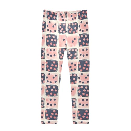 Black Polka Dots on Pink Background Kids Girl's Basic Leggings Casual High Waisted Sweatpants Exercise