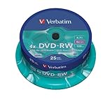 Verbatim DVD-RW Matt Silver – DVD + RW Rohlinge (4,7 GB, DVD-RW, Spindel, 4 x)