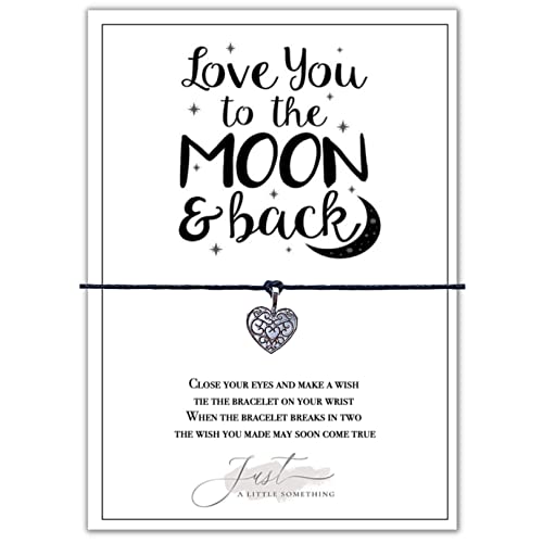 Just A Little Something Love you To The Moon and Back Wish Bracelet A6 Silver Bracelet Gift