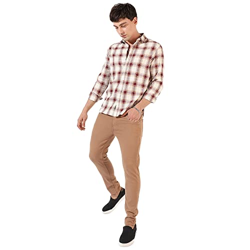 Image of CAHOOT Men's Button Up Shirt for Casual Wear | Regular Fit | Poly Lycra Shirt Crafted with Short Sleeve & Enhanced Stretch Comfort Fit for Everyday Wear