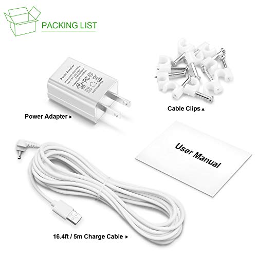 OLAIKE 16 ft/5 m Charge Cable with DC Power Adapter for Ring Spotlight Cam Battery&Ring Stick Up Battery Cam,Weatherproof Cable to Continuously Charge Your Camera,No Need to Change the Batteries,White - Thumbnail 7