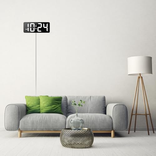 Image of LED Digital Wall Clock with Large Display, Big Digits, Auto-Dimming, 12 /24Hr Format, Modern Electric Small Silent Wall Clock for Living Room, Bedroom, Classroom, Farmhouse, Kitchen, Office - White