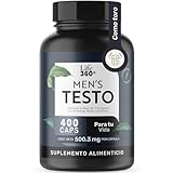 LIFE 360+ Mens Testo | 400 Cápsulas por envase | Fenogreco, Maca Negra, Maca Roja y Amarilla, L-Arginina, Zinc, Vitamina...