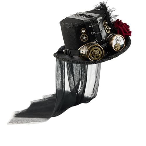 Chapeau haut-de-forme victorien à voile pour costume d'Halloween et coiffe de bal