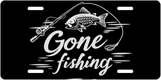 Cool Gone Caming Fishing Decorative License Plate, Vanity Tag, Metal License Plate, Aluminum Novelty License Plate Home Decor for Men/Women/Boy/Girls 6 X 12 Inch (4 Holes)