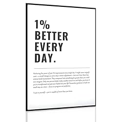 Motivational Wall Art Posters For Bedroom, Inspirational Quotes Wall Prints Decor, Positive Healing Letter Art Work With No Frame For Home Office Walls Decorations, 1% BETTER EVERYDAY, 40x30 cm