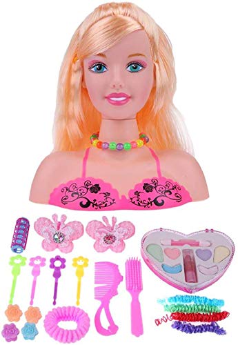 Geenber Poupée de maquillage pour filles - Demi-corps - Coiffure longue - Tête de mannequin - Jouet pour enfants Cover