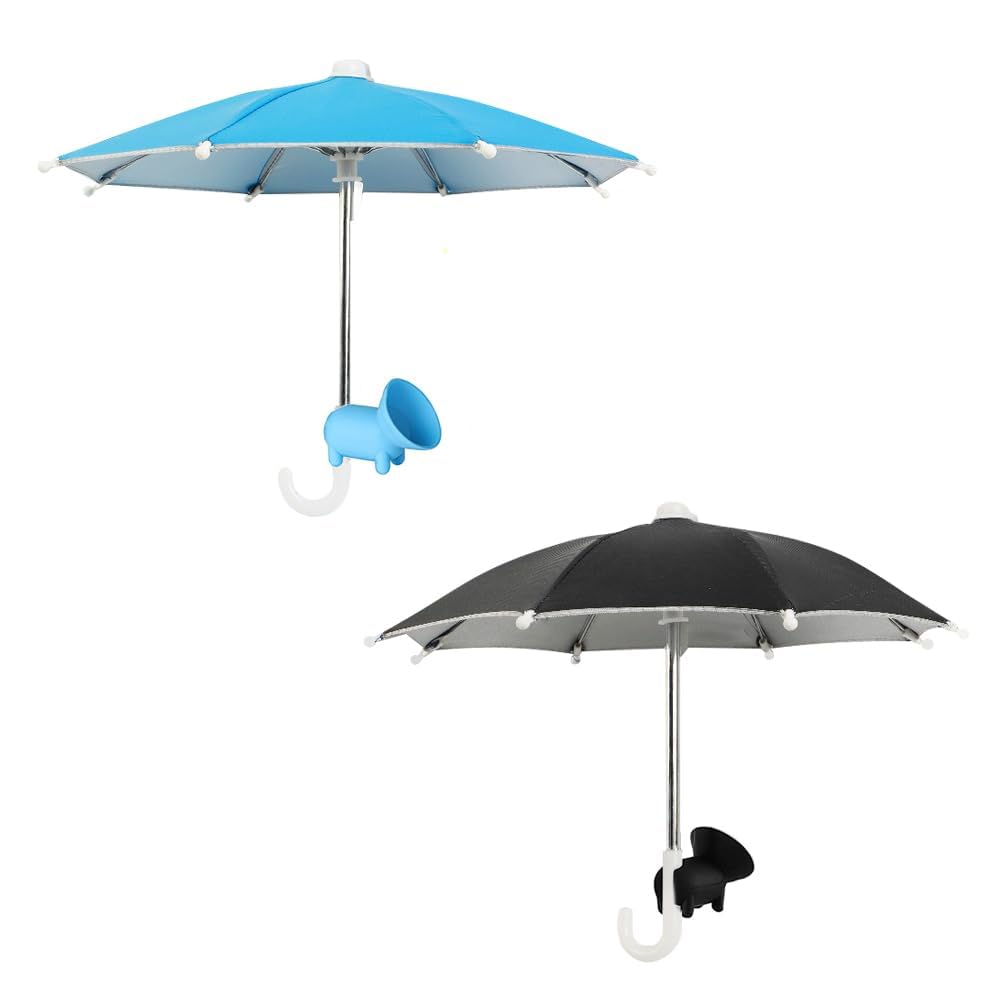 SIEBOLD Mini Mobile Phone Umbrella with Suction Cup Stand, Doll Umbrella, Parasol for Mobile Phone, Mobile Phone Sun Protection, Multifunctional Mini Umbrella Decoration for Outdoor Beach Garden