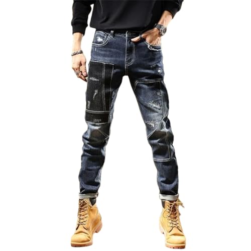 Men Spring Classic Trend Elastic Straight Leg Jeans Casual Comfort Small Foot Pants