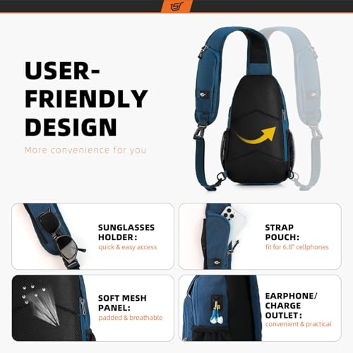 Image of SKYSPER Sling Bag RFID Crossbody Sling Backpack Cross Body Shoulder Bag Travel Hiking Daypack for Women Men(Blue)