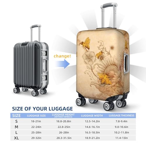 VOSERY Travel Luggage Cover - Retro Hand Drawn Honey Bees And Sunflowers Washable Suitcase Covers Protector Fits 18-32 Inch Luggage4