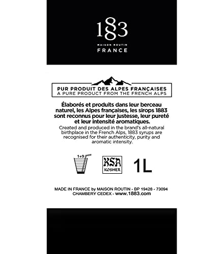 Image of 1883 Organic Hazelnut Syrup for Drinks, Made in France, 1 Liter Glass Bottle