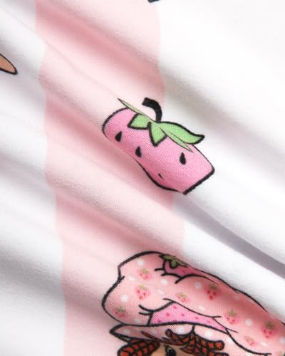 Womens Pajama Sets - 2 Piece Strawberry Shortcake Soft Stretch Button Down Sleep Shirt and Pajama Pants for Women4