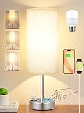 tischleuchte tischlampe touch me nickel matt [Verbesserte Nachttischlampe mit USB-A & Typ-C Ladeanschlüssen] - Die Nachttischlampe mit Ladefunktion für das Schlafzimmer ist mit 1xUSB-A und 1xTyp-C Anschluss ausgestattet. Die Ladeanschlüsse können 5V/2,1A stabil aufrechterhalten, so dass Ihr Telefon, Tablet, Luftbefeuchter, Kindle, Headsets und andere elektronische Geräte schnell aufgeladen werden, egal ob die Nachttischlampe an oder aus ist. Sparen Sie Zeit und Platz.