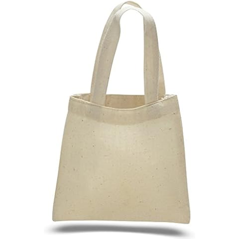 SHOPINUSA Buy Bulk (24 Pack) Cotton Canvas Mini 6' X 6' Tote Bag,Gift Bag, Totes for Kids (Natural) Cover