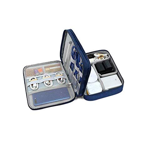 Bolsa Case Organizador Cabos Passaporte Viagem Camada Dupla (Azul Escuro)