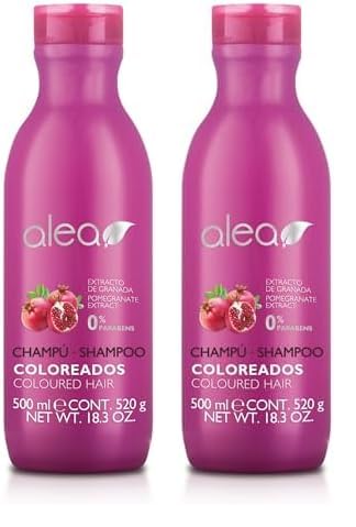 ALEA - Champú Pelo Teñido - Línea Coloreados - 500 ml - con Extracto de Granada - Mantiene el Color del Cabello Durante más Tiempo - Sin Sulfatos ni Parabenos (Paquete de 2)