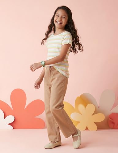 Image of Amazon Brand - Symbol Girls Cotton Wide Leg Fit Jeans | Casual Denim | Age 6-14 Years