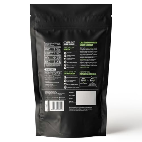 Image of COCOSUTRA Chia Soya Chocolate Chunk Breakfast Granola 1 kg | With Natural & Gluten Free ingredients| High Protein Cereal with Oats, Nuts, Seeds and Dry Fruits | Lightly sweetened with Jaggery