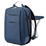 [Kirnuo] チェア 座れるリュック 大容量 超軽量シートバックパック 折りたたみチェアリュック 防水 耐荷重120kg キャンプ 運動会 お出かけ 釣り アウトドア マリンレジャー 通勤 ビジネス トラベル (ブルー,16インチ)