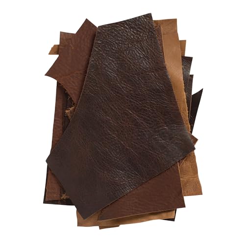 Weaver Leather Supply Assorted Leather Remnants Bag, Scrap Pieces for Crafting, DIY Leatherwork, Conchos, Earrings, Keychains and Small Projects