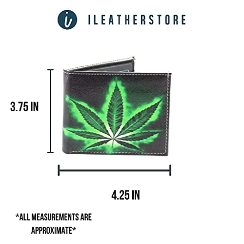 Leather Impressions Vegan Print Wallet, Gift Box, Bifold Case, 2ID Windows & 7Card Holders, Slim & Light Weight, for Men, Stylish Cover(Marijuana Leaf)2