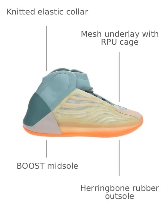 Image of adidas Yeezy Quantum Lace-Up Sneakers- Knitted Elastic Collar, Mesh Upper with RPU Cage, Boost Cushioning - Yeezy Shoes